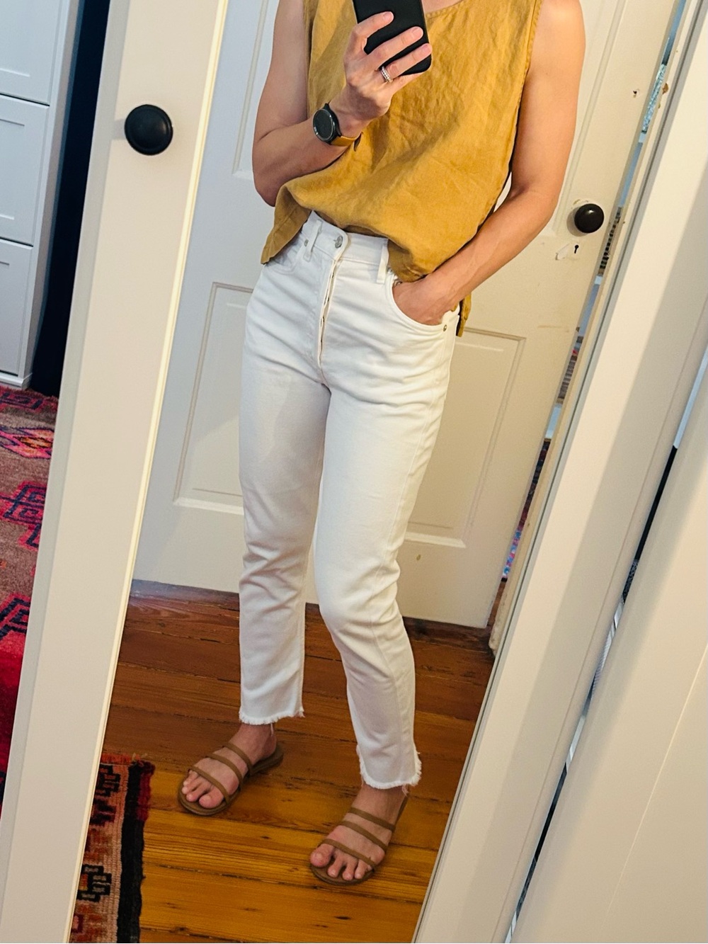 Agolde White Frayed Hem Jeans - Picture 7 of 7